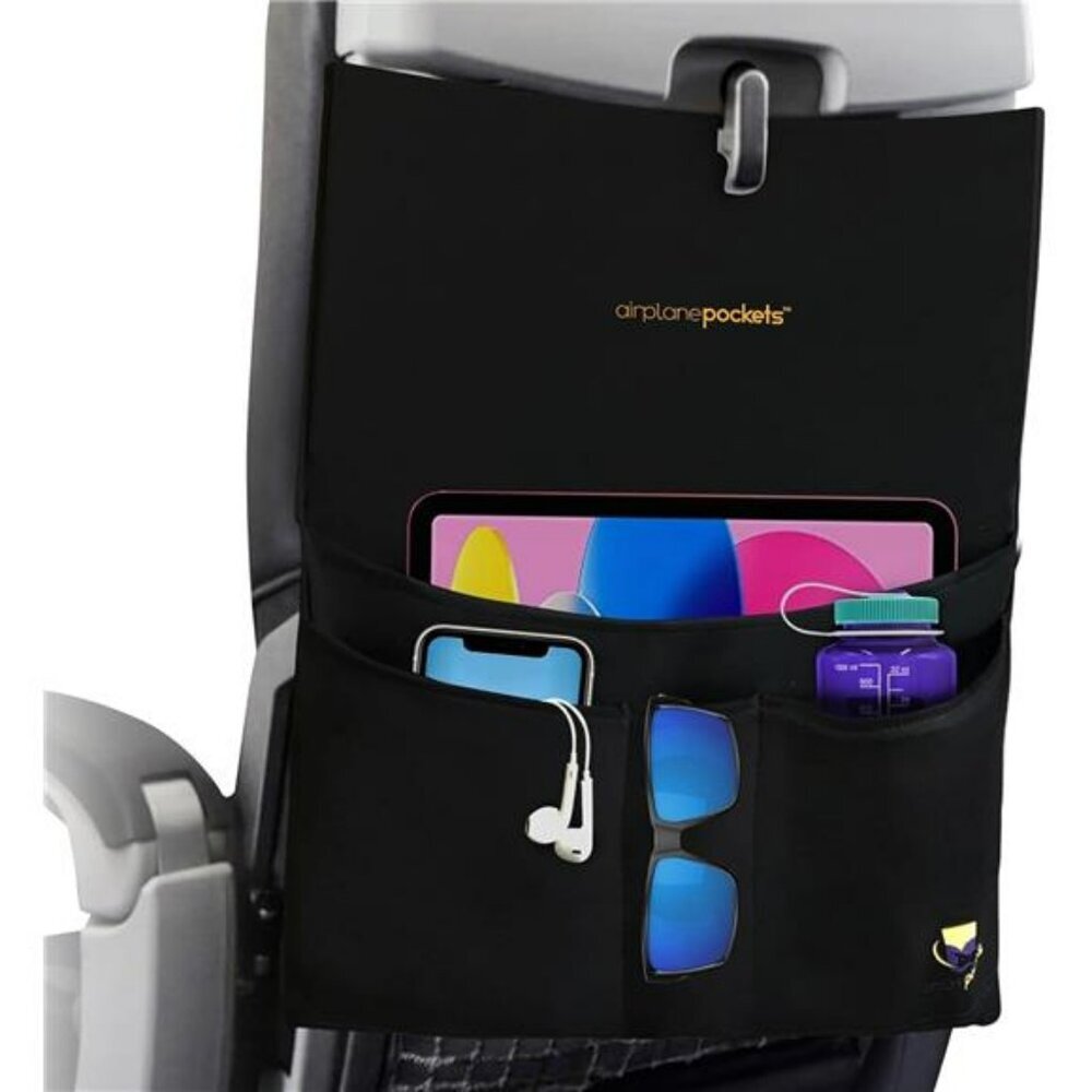 Airplane seat back organizer tray cover travel pouch pockets flight essential